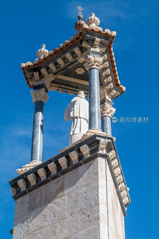 San Paschal Baylón of the Order of Friars Minor on Puente de la Mar (Bridge of the Sea) at Turia Riverbed Park (Jardín del Turia - Tramo VIII) in Valencia, Spain